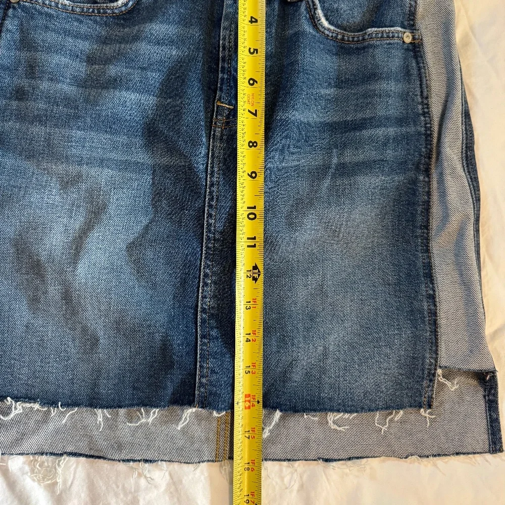 7 For All Mankind Reverse Step Side Panel Denim Mini Skirt Size 27